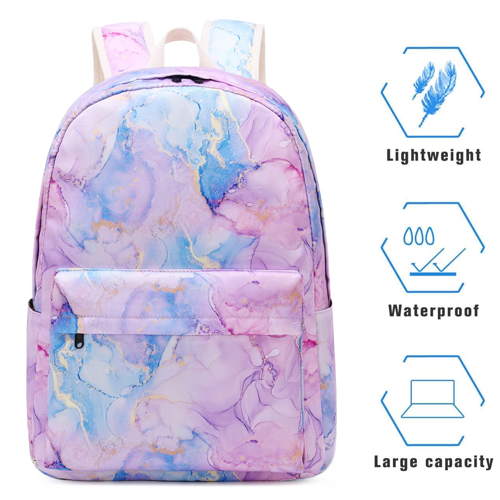 Pawsky Waterproof School Backpack for Girls and Women Laptop Backpack Daypack College School Bookbag with Lunch Box and Pencil Case