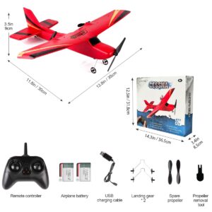 HAWK'S WORK 2 CH RC Airplane, RC Plane Ready to Fly, 2.4GHz Remote Control Airplane, Easy to Fly RC Glider for Kids & Beginners (Red)