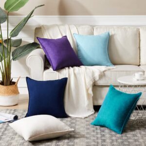 Fancy Homi 2 Packs Premium Faux Suede Decorative Throw Pillow Covers, Super Soft Square Pillow Case,Solid Cushion Cover for Couch/Sofa/Bedroom (18" x 18", set of 2, Navy Blue)