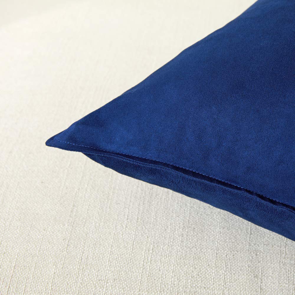 Fancy Homi 2 Packs Premium Faux Suede Decorative Throw Pillow Covers, Super Soft Square Pillow Case,Solid Cushion Cover for Couch/Sofa/Bedroom (18" x 18", set of 2, Navy Blue)