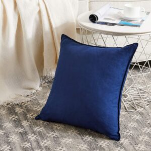 Fancy Homi 2 Packs Premium Faux Suede Decorative Throw Pillow Covers, Super Soft Square Pillow Case,Solid Cushion Cover for Couch/Sofa/Bedroom (18" x 18", set of 2, Navy Blue)