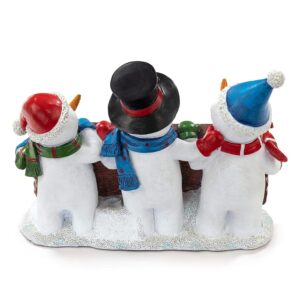 VP Home Christmas Snowman Decor Christmas Figurines Resin Snowman Lighted Decorations Indoor Glowing Merry Christmas Wood Trio LED Holiday Light Up Snowman Indoor Festive Fiber Optic Decorations