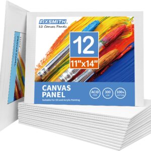 FIXSMITH Canvas Boards for Painting 11x14 Inch, Super Value 12 Pack White Blank Canvas Panels, 100% Cotton Primed, Painting Art Supplies for Professionals, Hobby Painters, Students & Kids