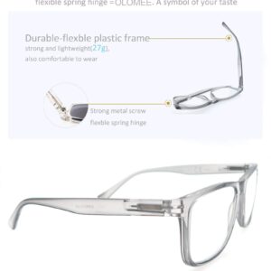 OLOMEE Reading Glasses 1.75 Oversized Large Square Men Readers 4 Pack,Comfort Lightweight Eyeglasses Flexible Spring Hinge