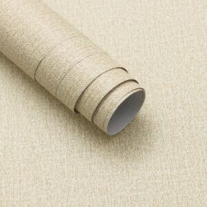 Guvana Contact Paper Khaki Grasscloth Textured Wallpaper Peel and Stick Wallpaper Embossing Contact Paper Self Adhesive Wallpaper Faux Linen Removable Wallpaper for Bedroom Cabinets Decor 15.7"x118"