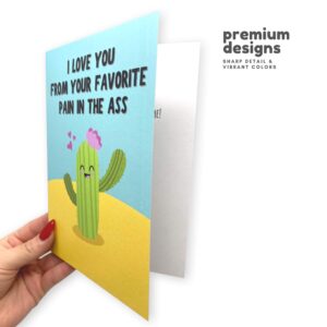 Sleazy Greetings Funny Mothers Day Card | Cute Happy Birthday Card For Mom Dad From Daughter Son | Adult Dirty Humorous Mother’s Day or Father's Day Appreciation Card | Favorite Pain Cactus Card