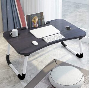 foldable laptop bed table lap desk, bed tray laptop desk with cup holder and slot, laptop stand for bed, laptop tray for eating breakfast, working, watching movie on bed/couch/sofa/floor