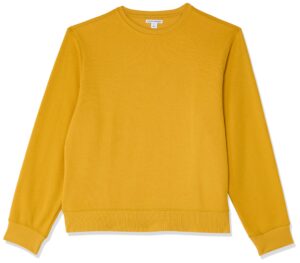 amazon essentials men's fleece crewneck sweatshirt (available in big & tall), gold, small