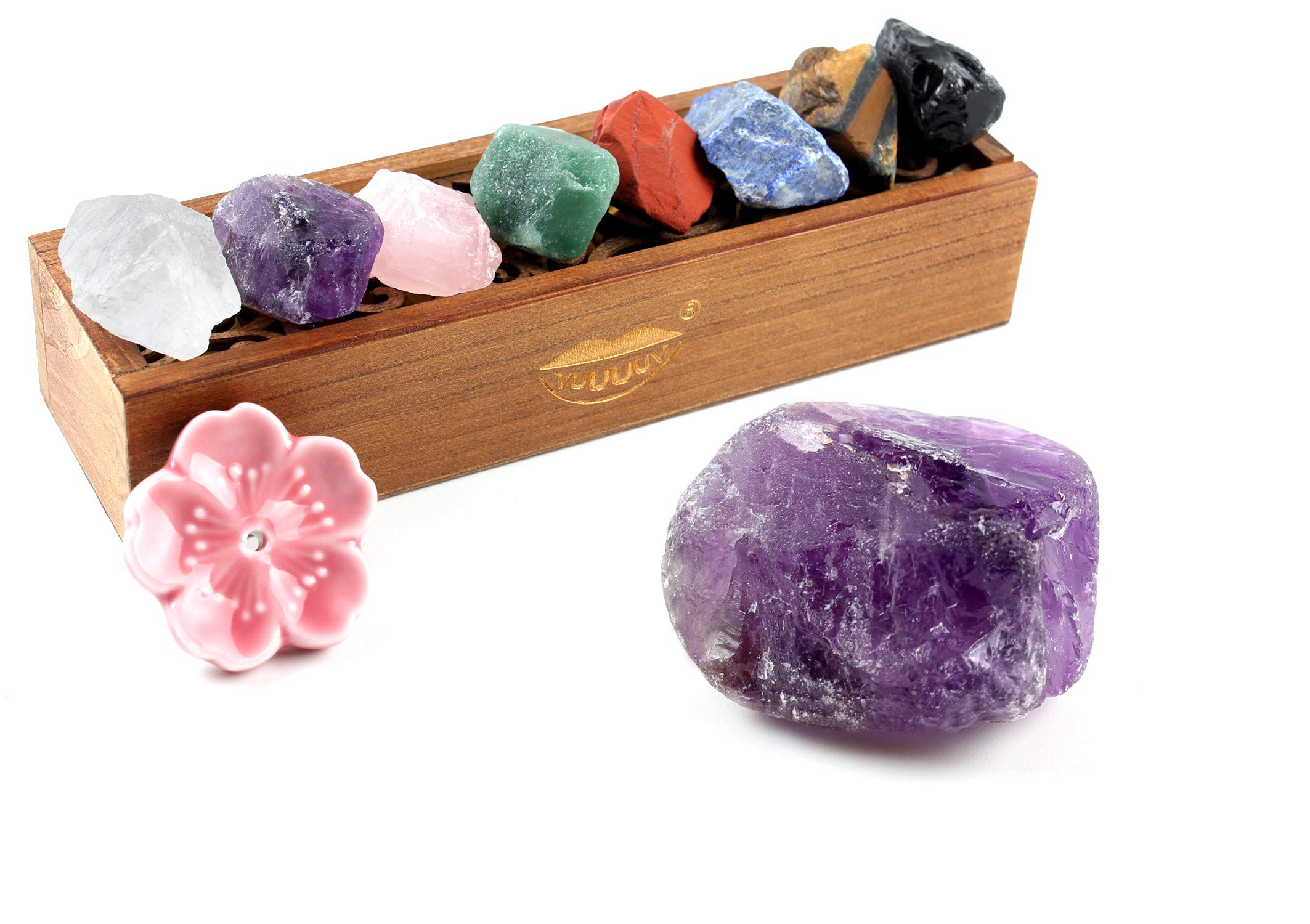 vuUUuv Chakra Stones Set -Natural Rough Raw Stone Reiki Healing Crystals for Healing, Meditation, Chakra Balance or Ritual（ Rough*8 pcs）