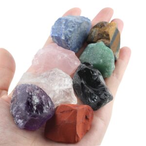 vuUUuv Chakra Stones Set -Natural Rough Raw Stone Reiki Healing Crystals for Healing, Meditation, Chakra Balance or Ritual（ Rough*8 pcs）