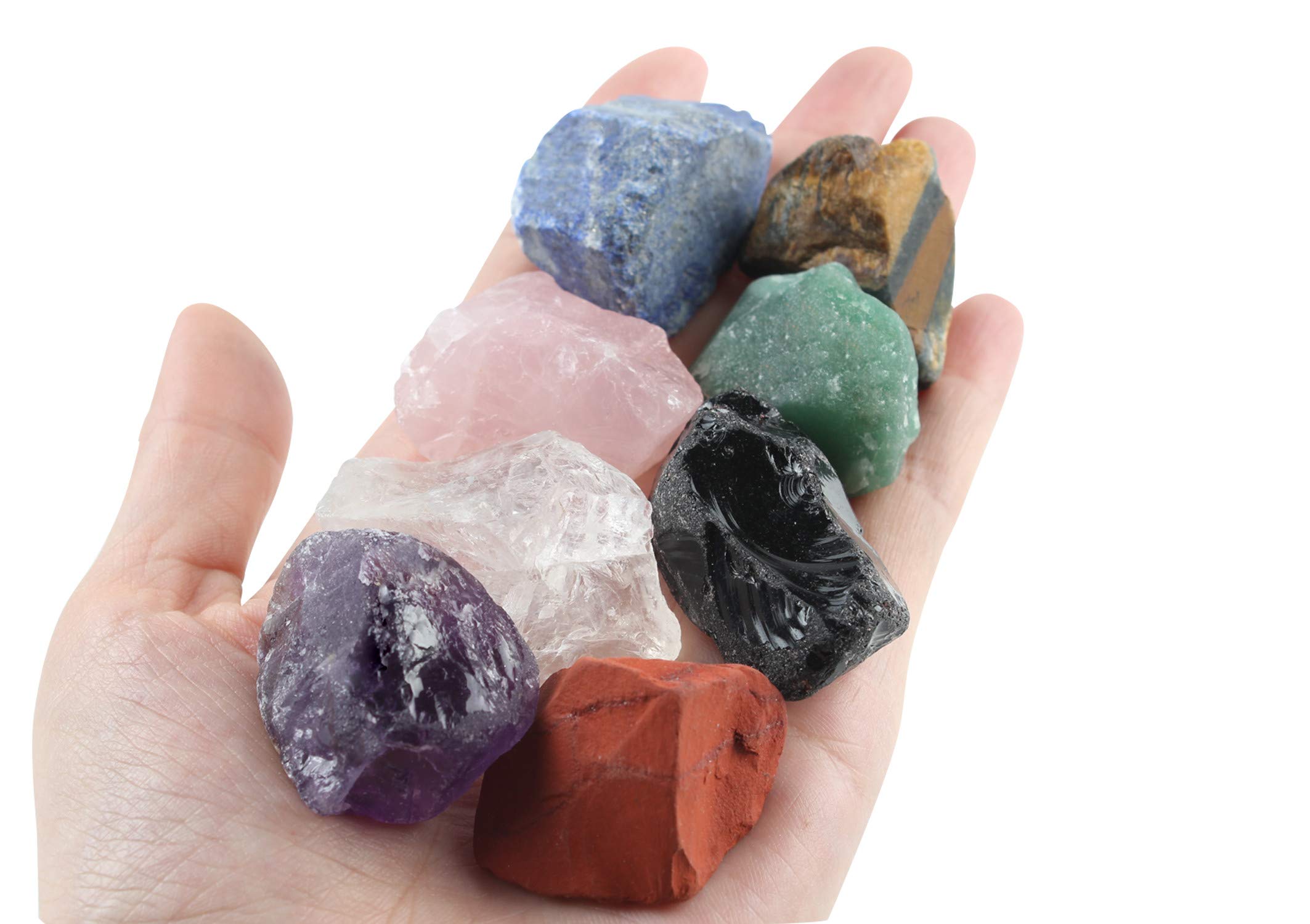 vuUUuv Chakra Stones Set -Natural Rough Raw Stone Reiki Healing Crystals for Healing, Meditation, Chakra Balance or Ritual（ Rough*8 pcs）