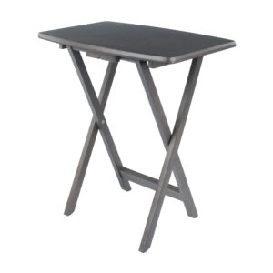 WINSOME Dorian Oversized Snack Table Set, Oyster Gray (Brown Base) (replace color may vary)., 23.62 x 15.75 x 25.51, 5pc