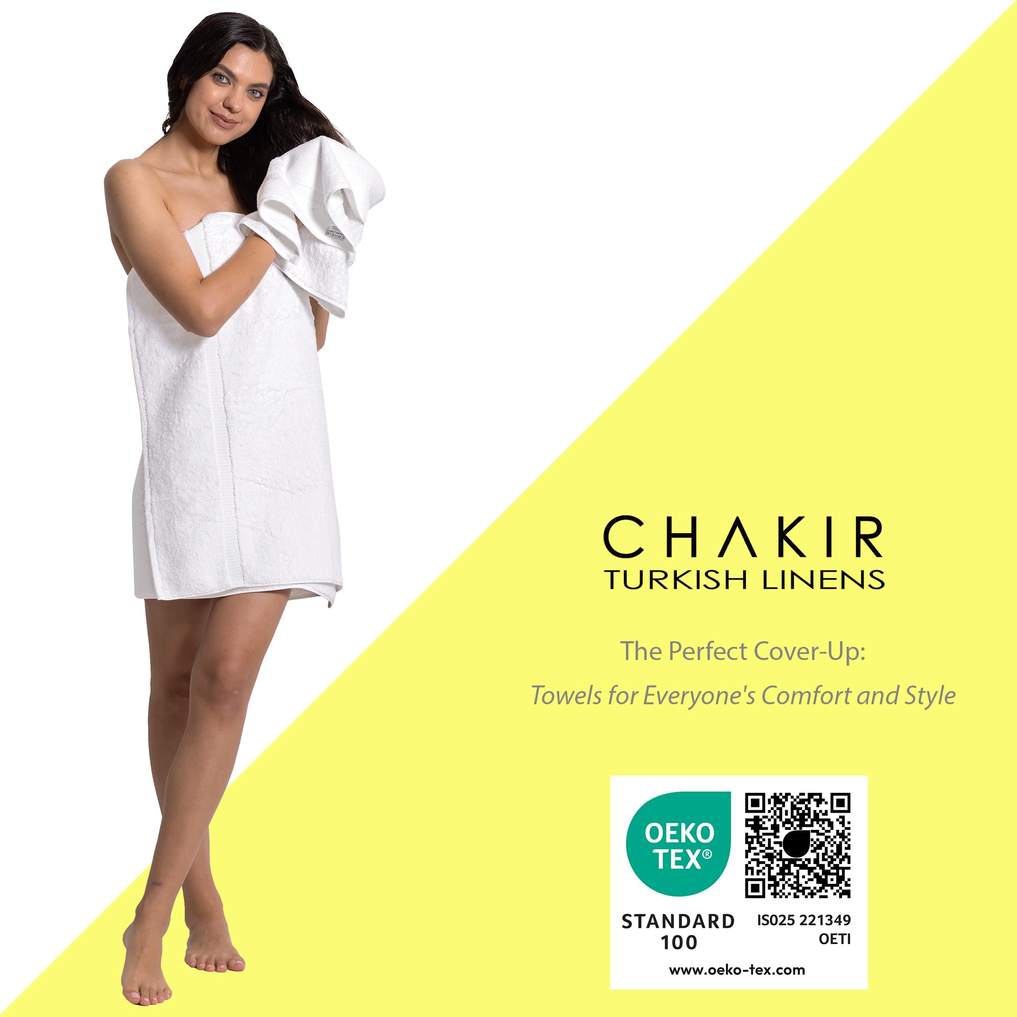 Chakir Turkish Linens | Hotel & Spa Quality 100% Cotton Premium Turkish Towels | Soft & Absorbent (4-Piece Bath Towels, White)