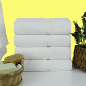 Chakir Turkish Linens | Hotel & Spa Quality 100% Cotton Premium Turkish Towels | Soft & Absorbent (4-Piece Bath Towels, White)