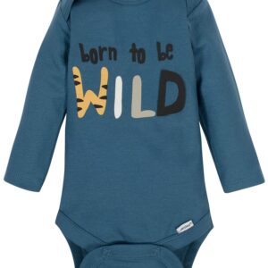 Onesies BrandUnisex Baby6-Pack Long Sleeve BodysuitsTiger Blue6-9 Months