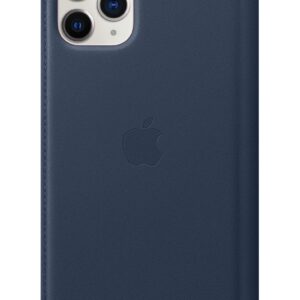 Apple iPhone 11 Pro Deep Sea Blue Leather Folio Case - Slim Fit, Wireless Charging Compatible