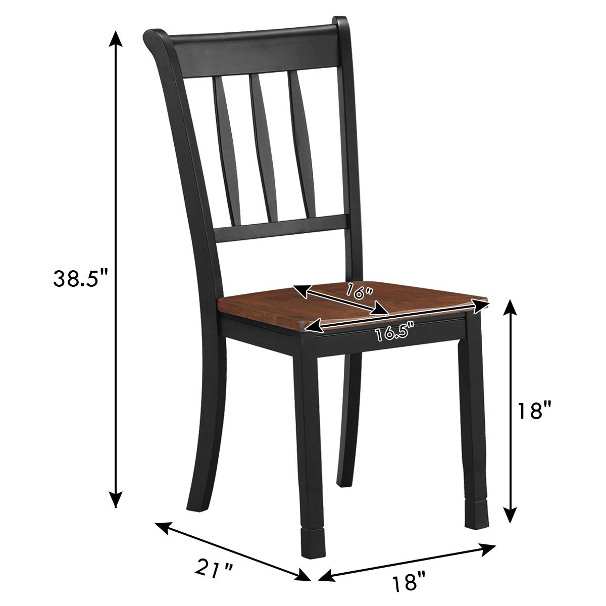 Giantex Wood Dining Chairs Set of 2, Solid Rubber Wood Armless Kitchen Chairs with Non-Slip Foot Pads, Easy to Assemble Dining Side Chair, Farmhouse Dining Room Chairs