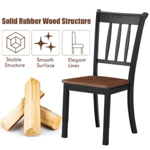 Giantex Wood Dining Chairs Set of 2, Solid Rubber Wood Armless Kitchen Chairs with Non-Slip Foot Pads, Easy to Assemble Dining Side Chair, Farmhouse Dining Room Chairs