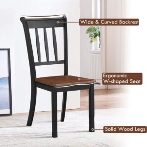 Giantex Wood Dining Chairs Set of 2, Solid Rubber Wood Armless Kitchen Chairs with Non-Slip Foot Pads, Easy to Assemble Dining Side Chair, Farmhouse Dining Room Chairs