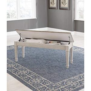 Signature Design by Ashley Skempton Farmhouse Storage Bench, White & Light Brown