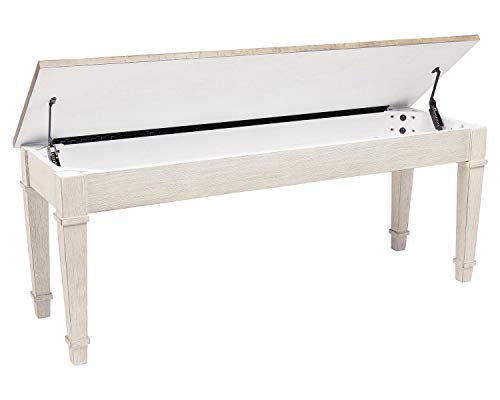 Signature Design by Ashley Skempton Farmhouse Storage Bench, White & Light Brown