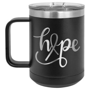 hope black 15 oz coffee cup w/slide top lid | insulated travel coffee mug | unique gift ideas from women or men | compare price to yeti rambler