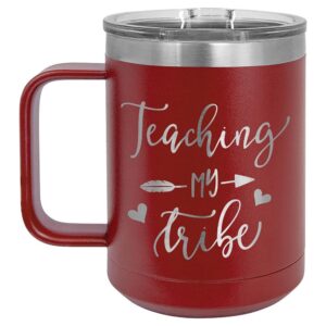 teaching my tribe maroon 15 oz coffee cup w/slide top lid | insulated travel coffee mug | birthday or christmas gift ideas from women or men | compare to yeti rambler | onlygifts.com