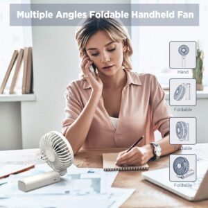 EasyAcc Handheld Fan, 2023 Newly Powerful Quiet Portable Fan Small Desk Fan [ 4 Speed/Battery Indicator/Easy Clean] 17H Battery Operated Fan One Touch Power Off Personal Fan for Travel Outdoor