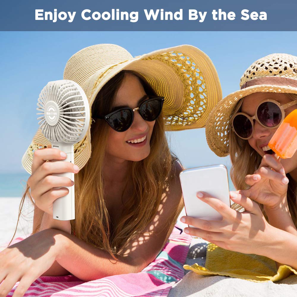 EasyAcc Handheld Fan, 2023 Newly Powerful Quiet Portable Fan Small Desk Fan [ 4 Speed/Battery Indicator/Easy Clean] 17H Battery Operated Fan One Touch Power Off Personal Fan for Travel Outdoor