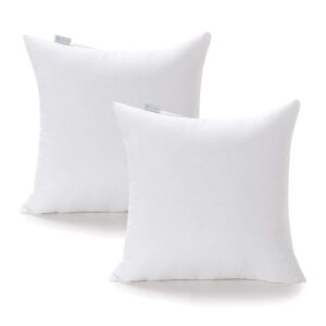 acanva premium polyester stuffer square form sham throw pillow inserts, 22 in（2 count）, white