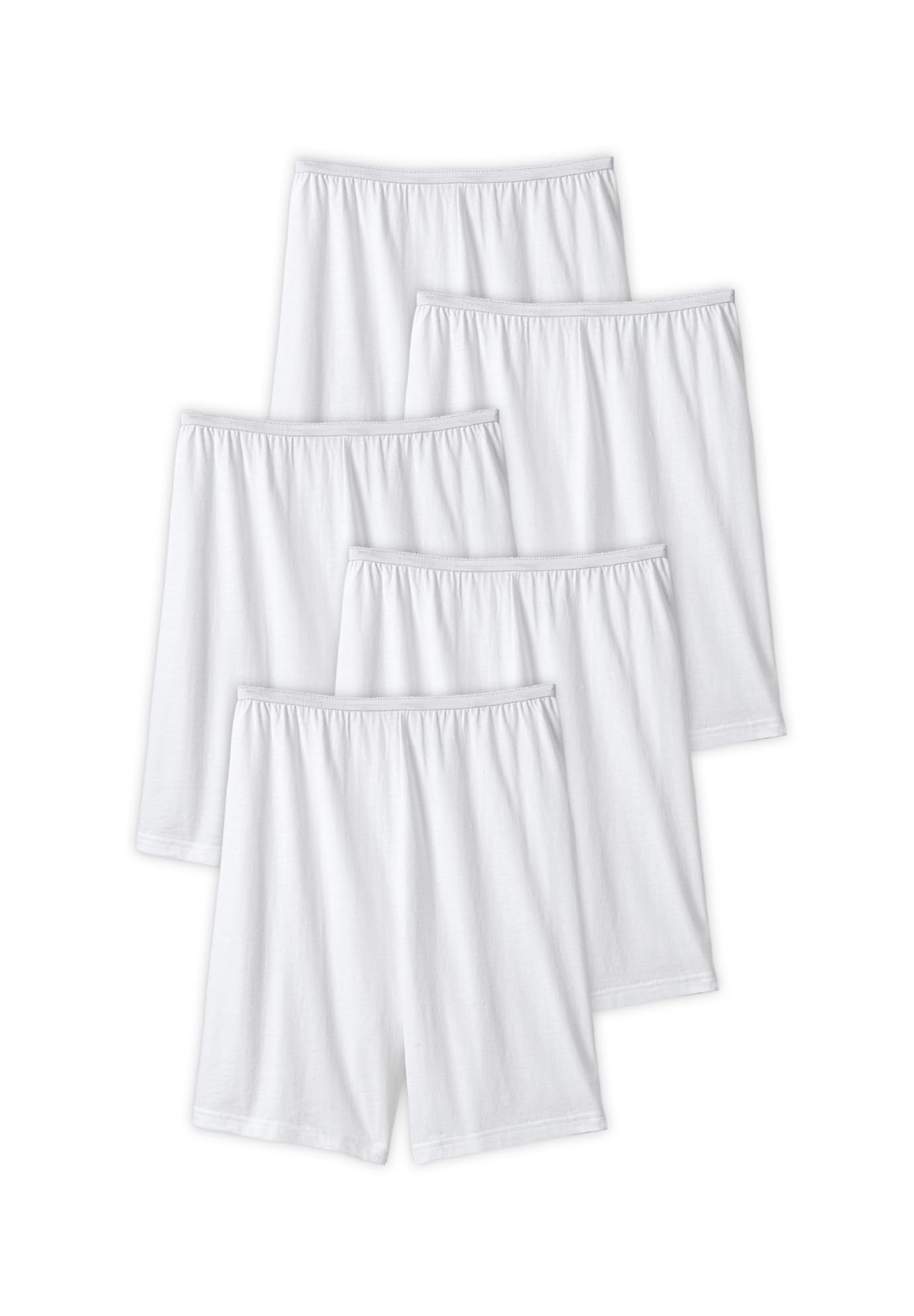 Comfort Choice Women's Plus Size Cotton Boxer 5-Pack - 10, White Pack