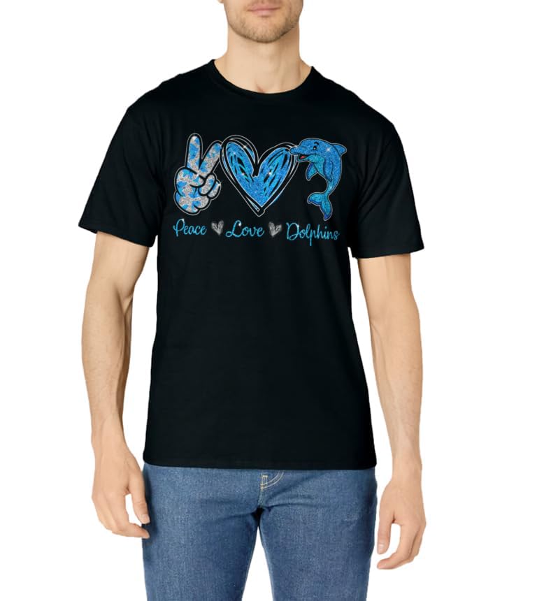 Peace Love Dolphins Funny Dolphin Lover Gifts T-Shirt