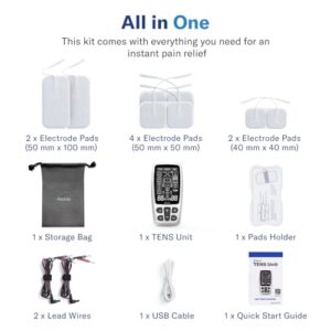 Alcedo TENS Unit + EMS Combination Machine Muscle Stimulator for Pain Relief, Electric Rechargeable Pulse Massager with 41 Modes for Back/Neck Pain Therapy, HSA FSA Eligible