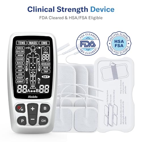 Alcedo TENS Unit + EMS Combination Machine Muscle Stimulator for Pain Relief, Electric Rechargeable Pulse Massager with 41 Modes for Back/Neck Pain Therapy, HSA FSA Eligible