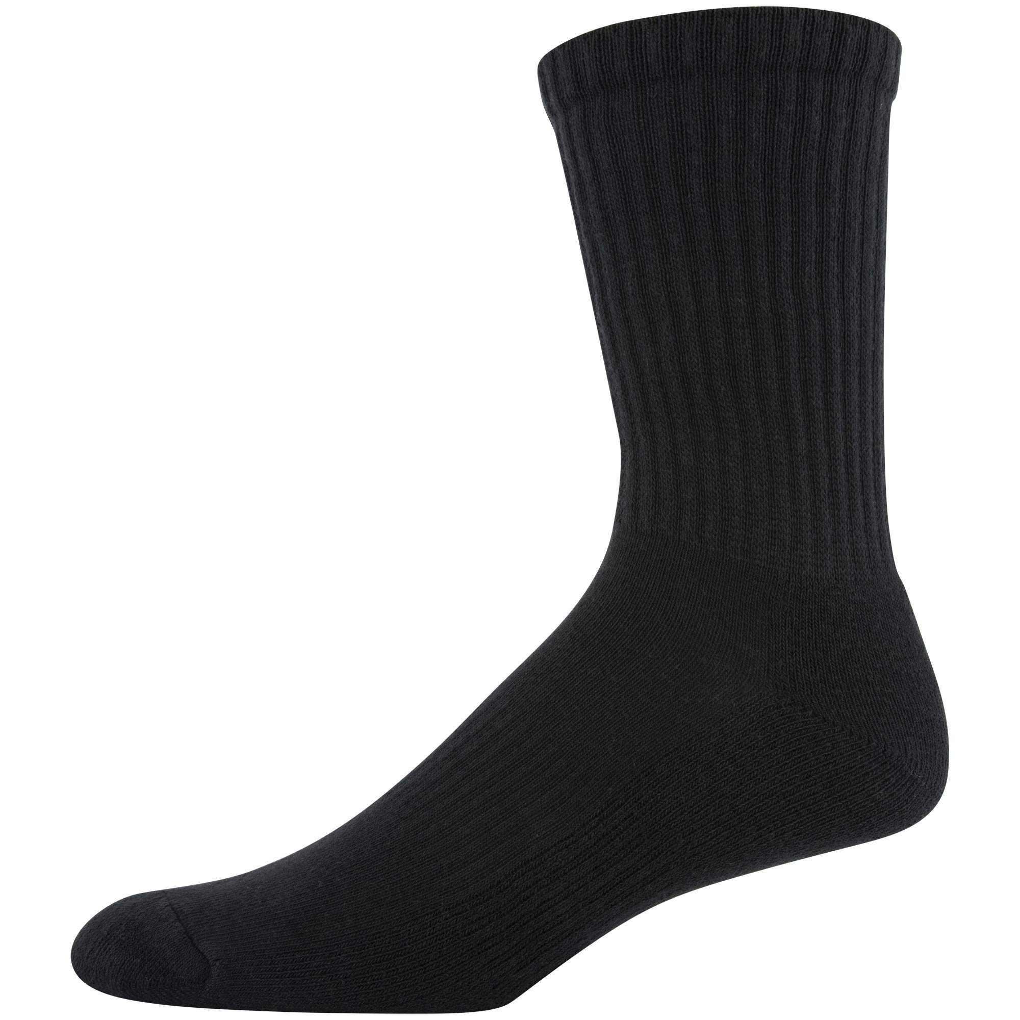 Gildan Men's Active Cotton Crew Socks, 10-Pairs, Black, Shoe Size: 6-12