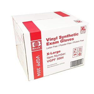 Basic Diagnostic VGPF3004 Clear Vinyl Exam Gloves, Latex-Free & Powder-Free, Extra-Large, Pack of 1000