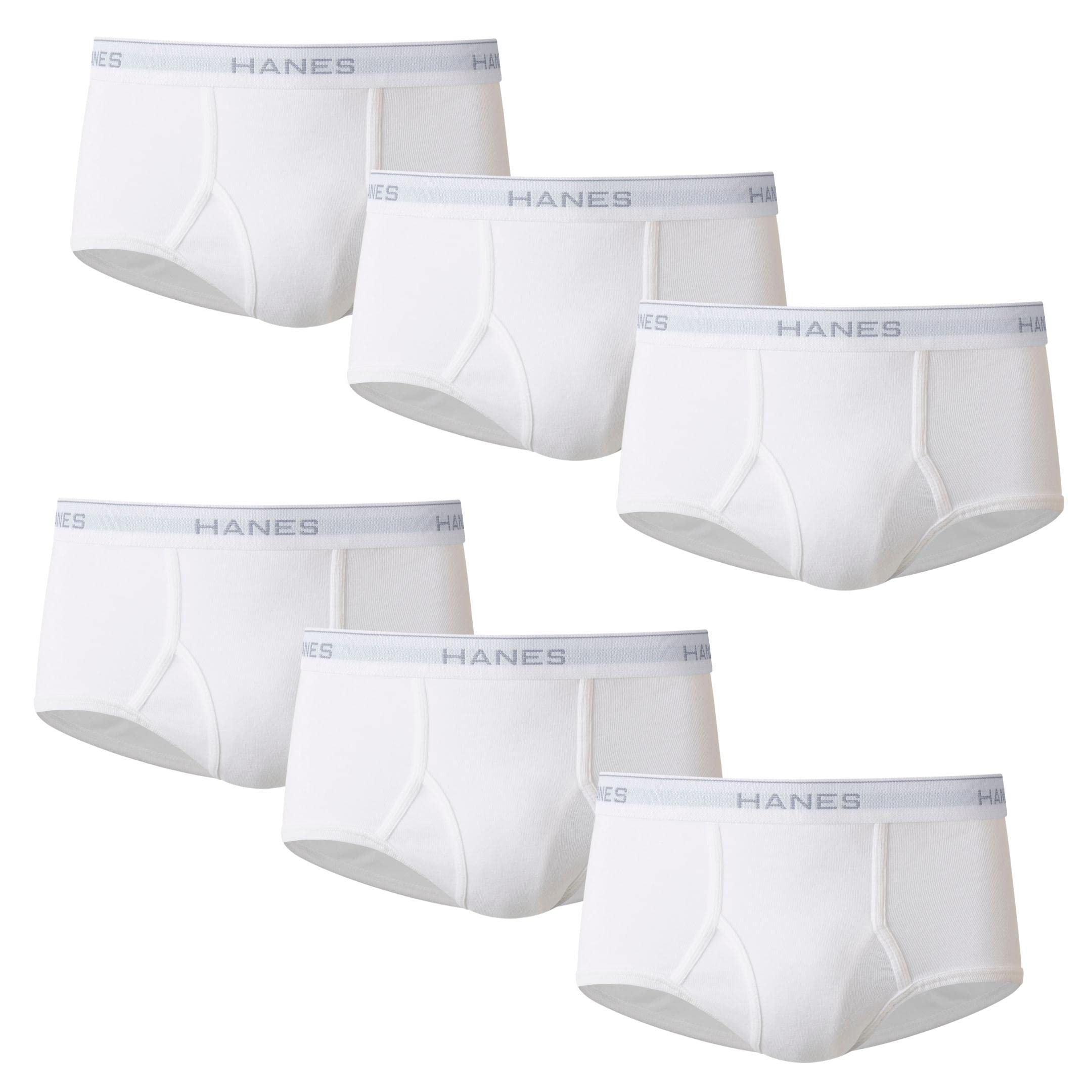 Hanes Mens Moisture-wicking Cotton Briefs, Available In White And Black, Multi-packs, White - 6 Pack, Large US