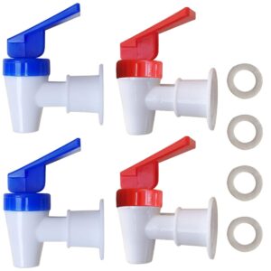 replacement cooler faucet - 2 blue and 2 red water dispenser tap set - internal thread plastic spigot.…