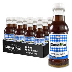 iced tea unsweetened real brewed tea, caffeinated, all natural drinks, no artificial flavors or colors, 16 oz (12 pack) by southern sweet tea company