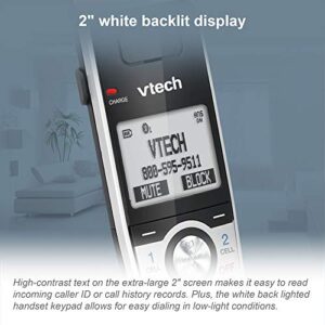 VTech IS8151-4 Super Long Range 4 Handset Cordless Phone for Home with Answering Machine, 2300 ft Range, Call Blocking, Bluetooth, Headset Jack, Power Backup, Expandable to 12 HS, Silver/Black