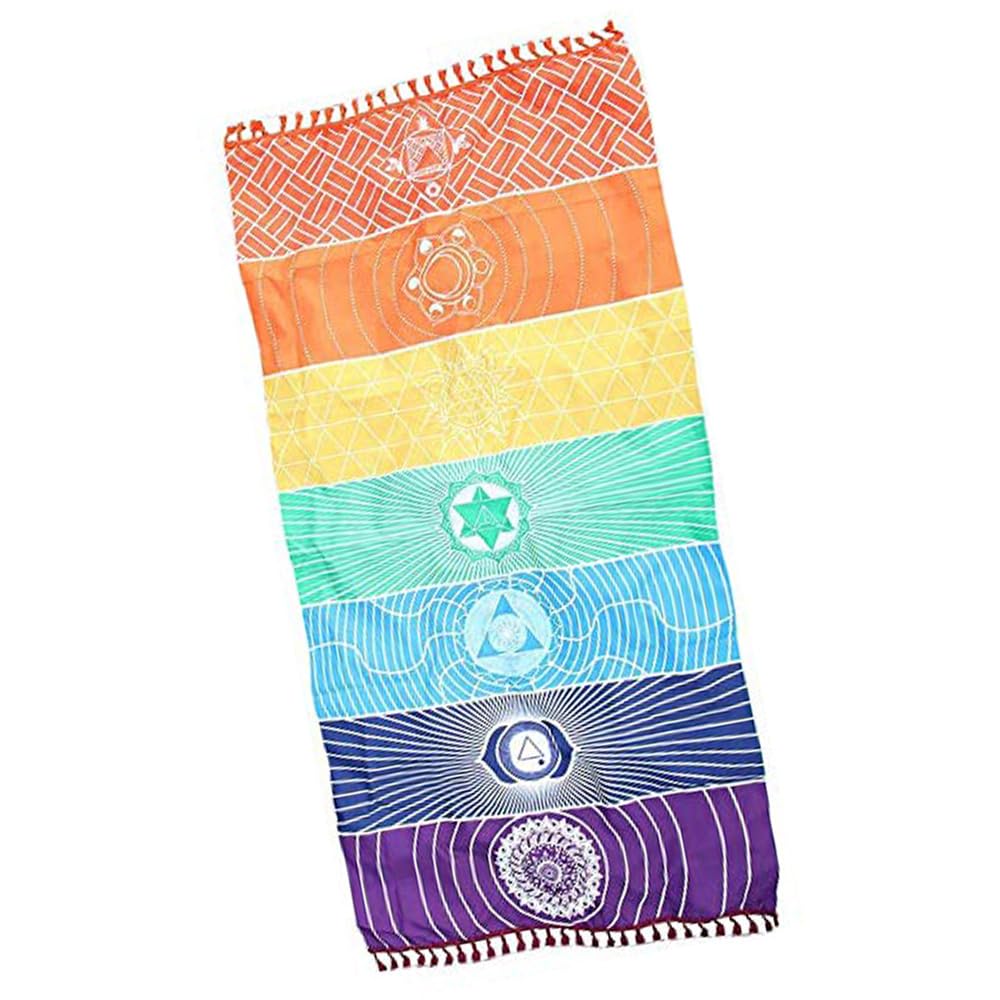 OYEFLY Rainbow Chakra Yoga Mat Sunscreen Shawl Hippy Boho Gypsy