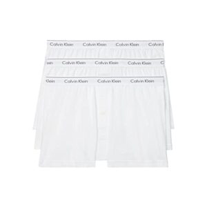 calvin klein men's cotton classics 3-pack knit boxer, 3 white, m