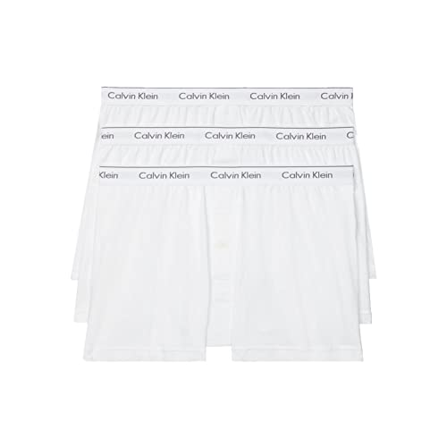 Calvin Klein Men's Cotton Classics 3-Pack Knit Boxer, 3 White, M