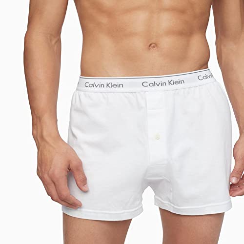 Calvin Klein Men's Cotton Classics 3-Pack Knit Boxer, 3 White, M