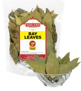 shudh bay leaf (leaves) whole spice hand selected extra large 3.5oz (100g) ~ all natural | gluten friendly | non-gmo | vegan | indian origin (tej patta)