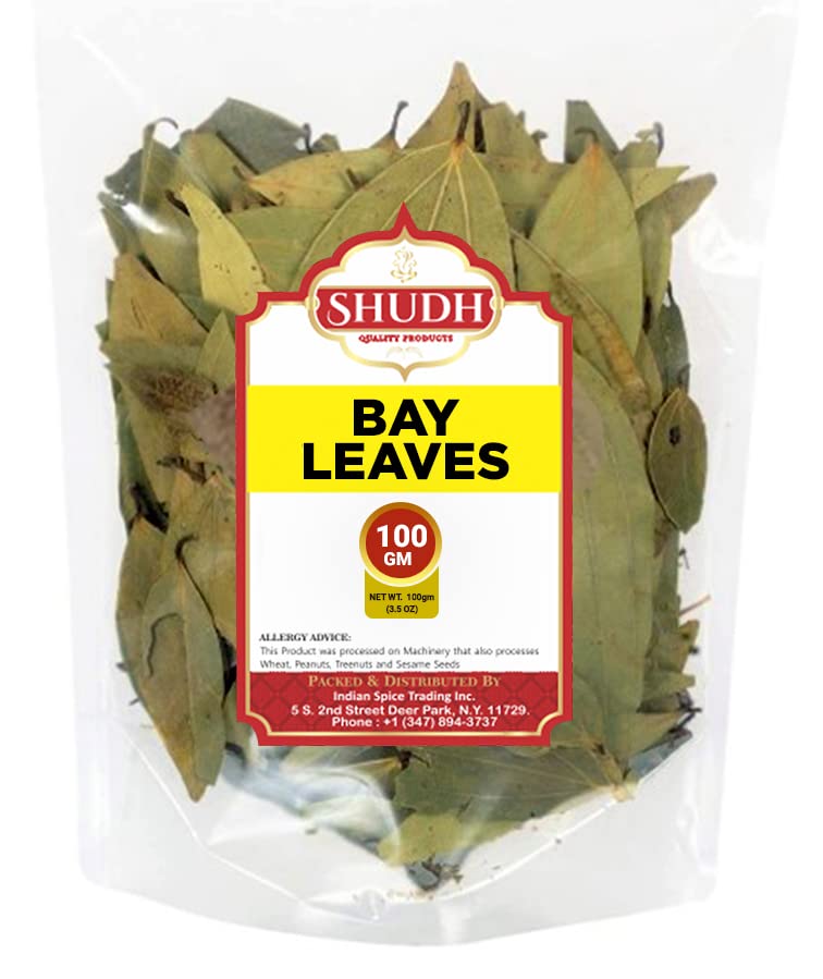 Shudh Bay Leaf (Leaves) Whole Spice Hand Selected Extra Large 3.5oz (100g) ~ All Natural | Gluten Friendly | NON-GMO | Vegan | Indian Origin (Tej Patta)