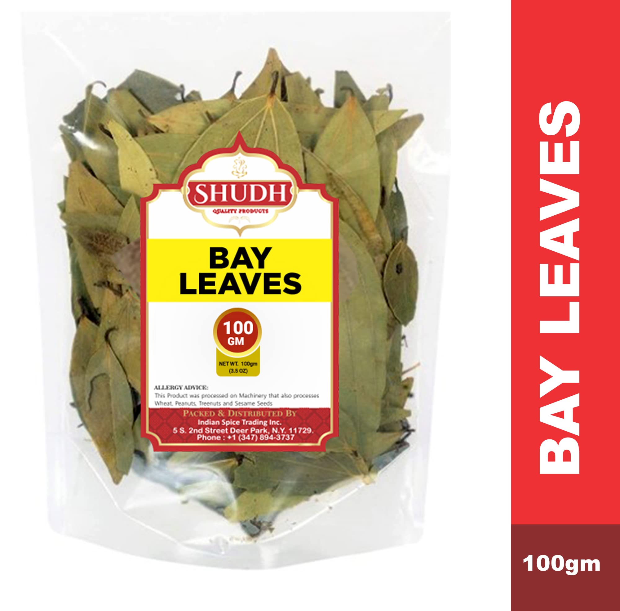 Shudh Bay Leaf (Leaves) Whole Spice Hand Selected Extra Large 3.5oz (100g) ~ All Natural | Gluten Friendly | NON-GMO | Vegan | Indian Origin (Tej Patta)