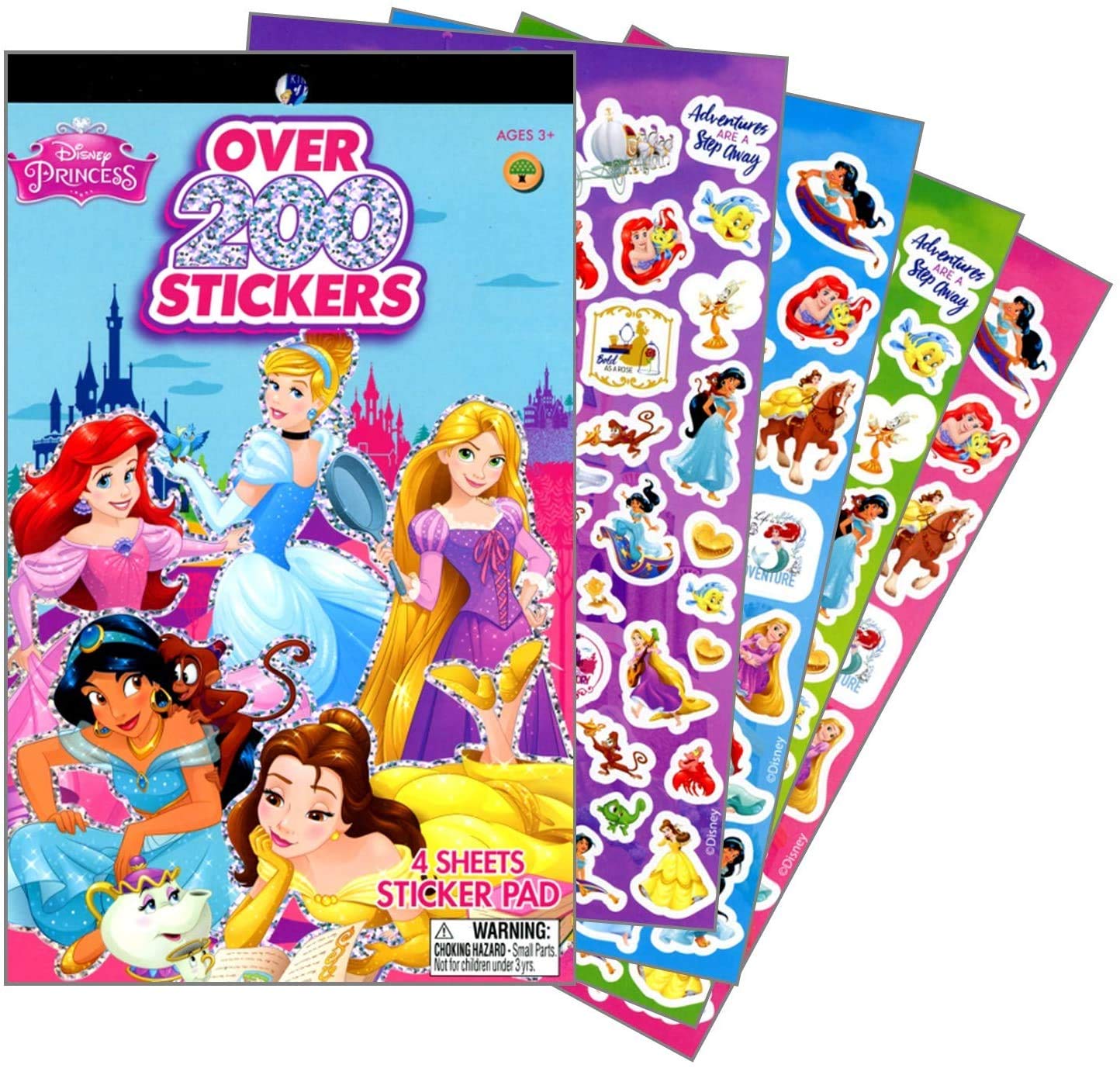 Disney Princess Series Sticker Book Over 200+ - Perfect for Gifts, Party Favor, Goodies, Reward, Scrapbooking, Stocking Stuffer, Children Craft, Classroom, School for Kids Girls, Boys, Toddlers