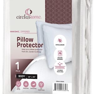 CirclesHome Body Pillow Protectors (20 X 55) - 100% Zippered Cotton Body Pillow Covers - Extra Long Zippered Pillowcase - Protects Pillows from Dirt, Dust and Debris (Body- Set of 2 - 20x55)