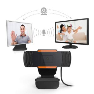 Auto Focus 720P HD Webcam with Mic, Auto Color Correction Web Camera for Streaming Recording, Live Video, Video Gaming (Orange)